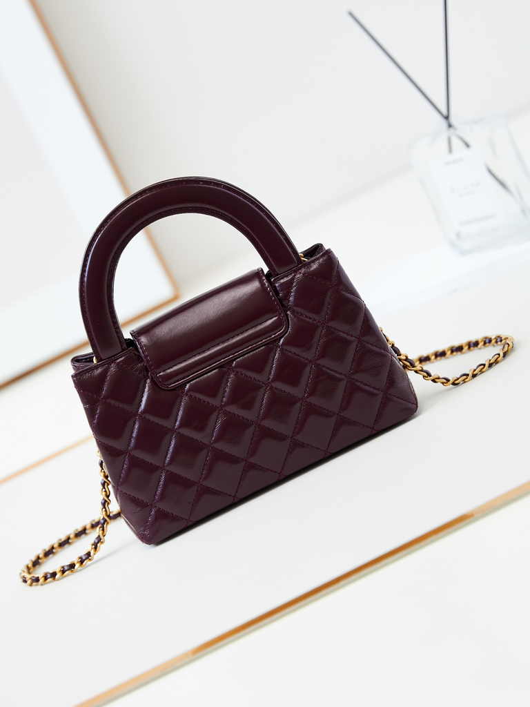 Chanel mini shopping bag, AS4416 dark red calfskin