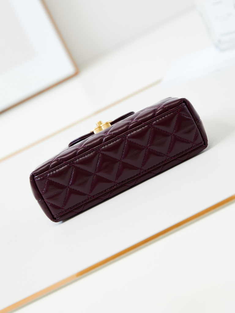 Chanel mini shopping bag, AS4416 dark red calfskin