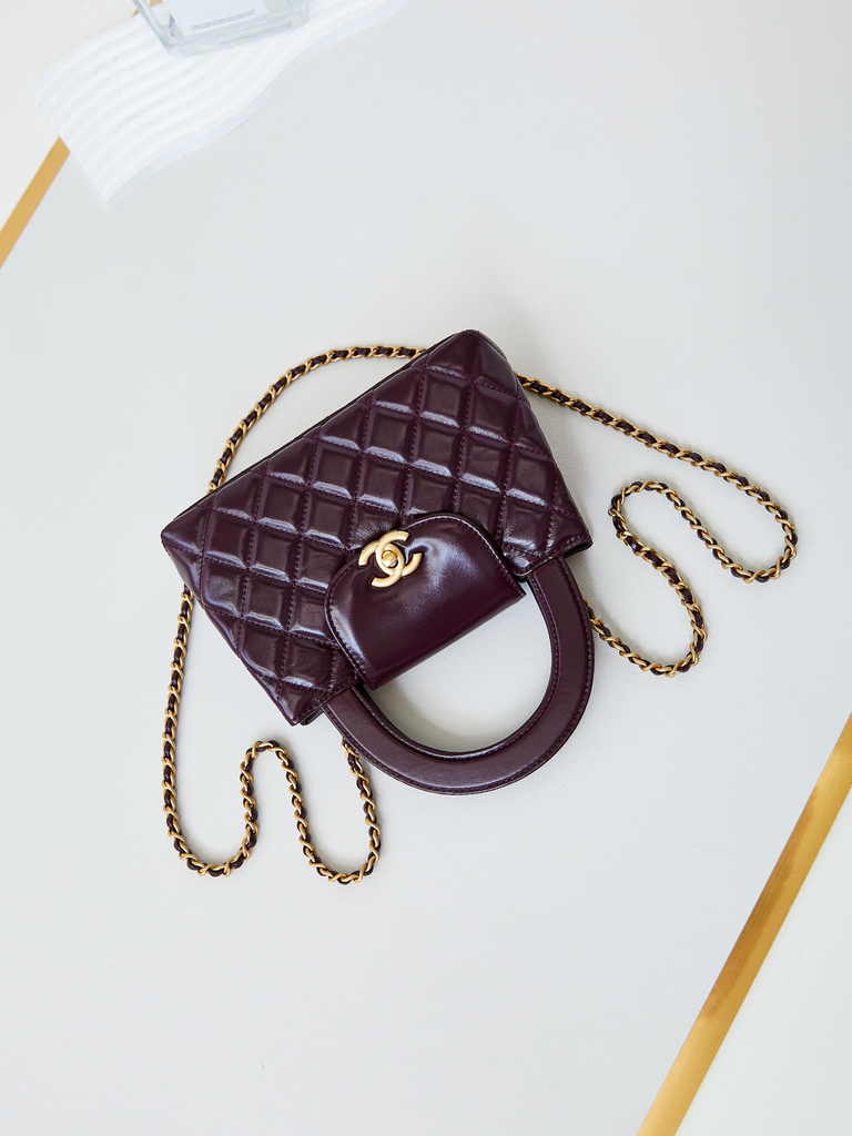 Chanel mini shopping bag, AS4416 dark red calfskin