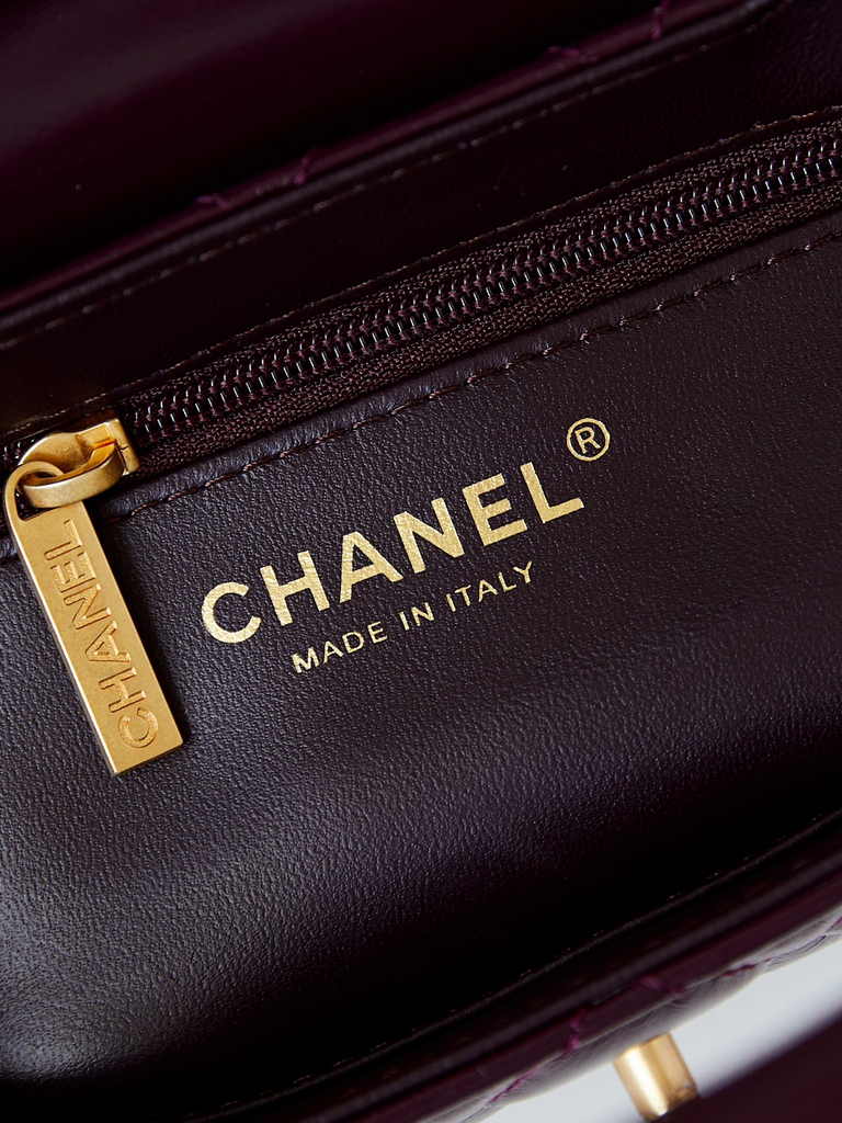 Chanel mini shopping bag, AS4416 dark red calfskin