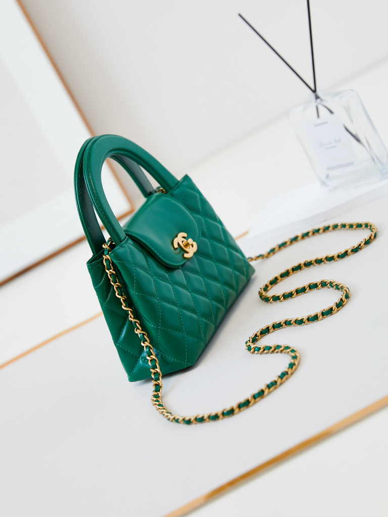 Chanel mini shopping bag, AS4416 green calfskin
