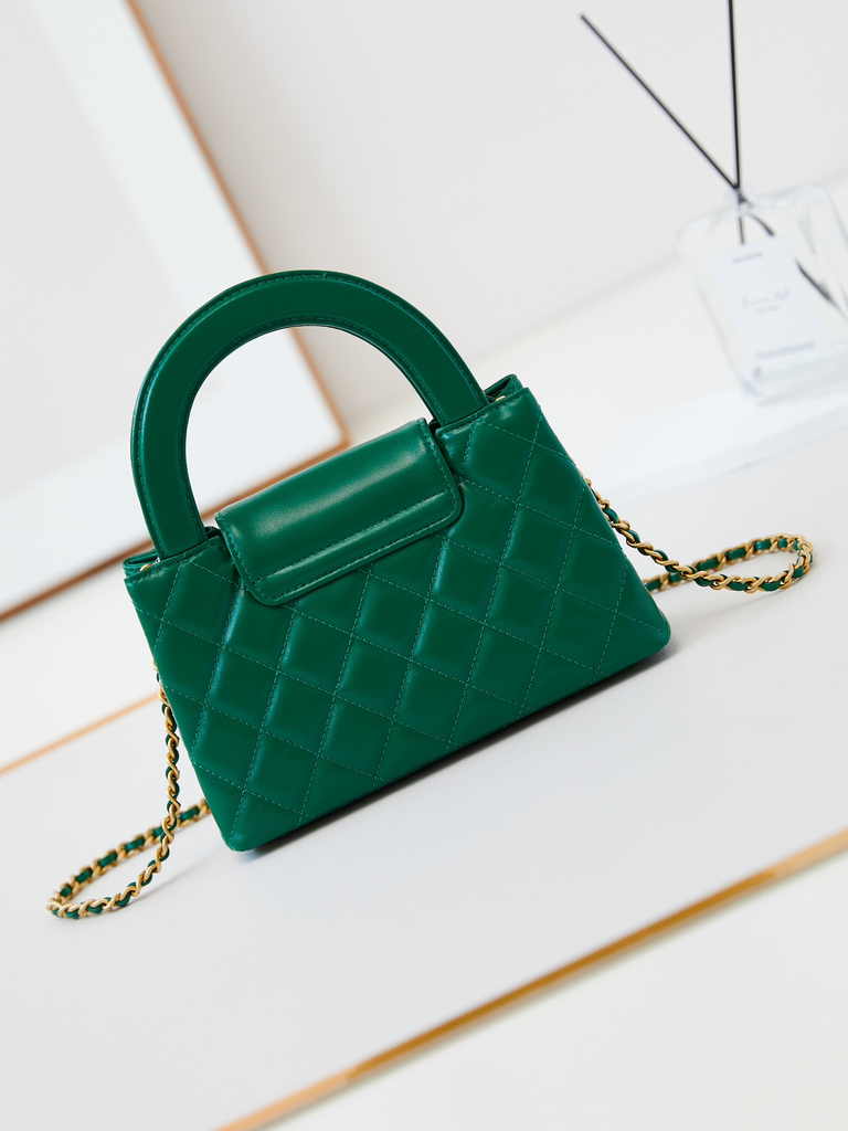 Chanel mini shopping bag, AS4416 green calfskin