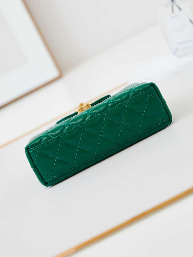 Chanel mini shopping bag, AS4416 green calfskin