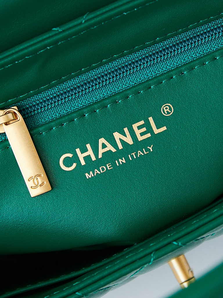Chanel mini shopping bag, AS4416 green calfskin