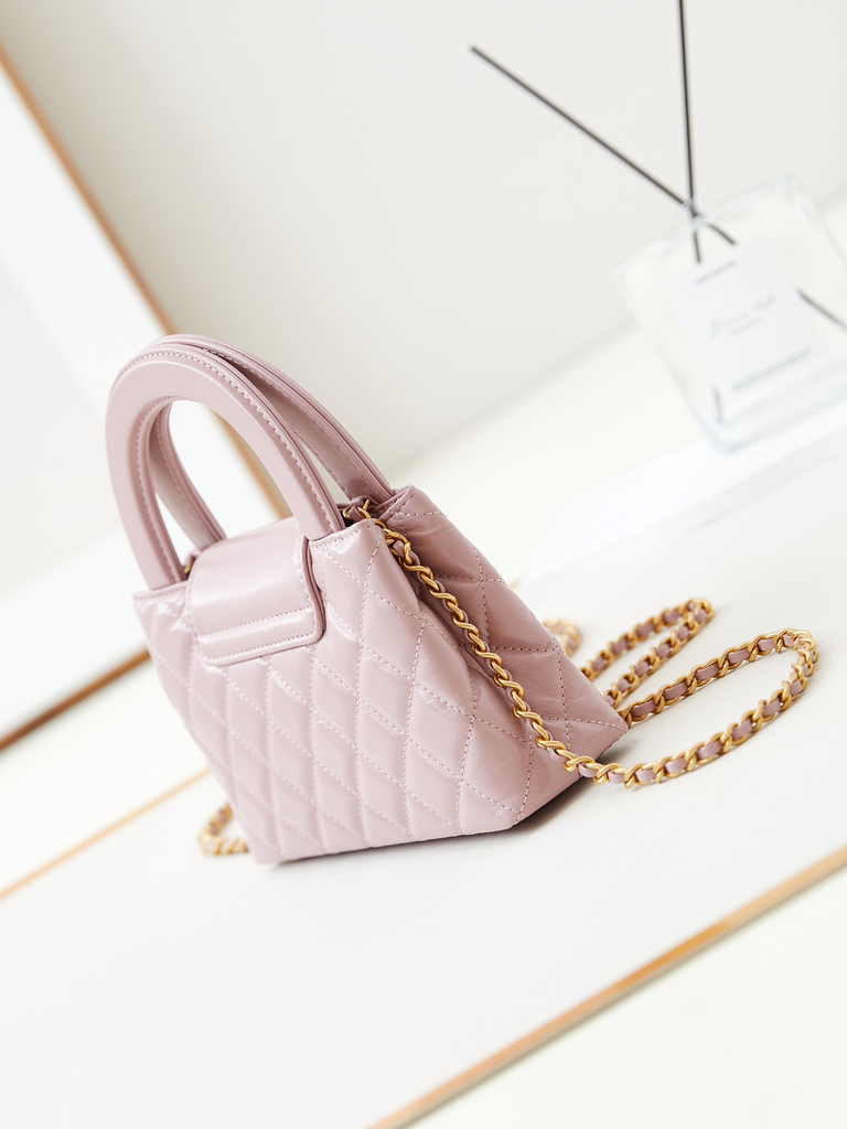 Chanel mini shopping bag, AS4416 light purple calfskin