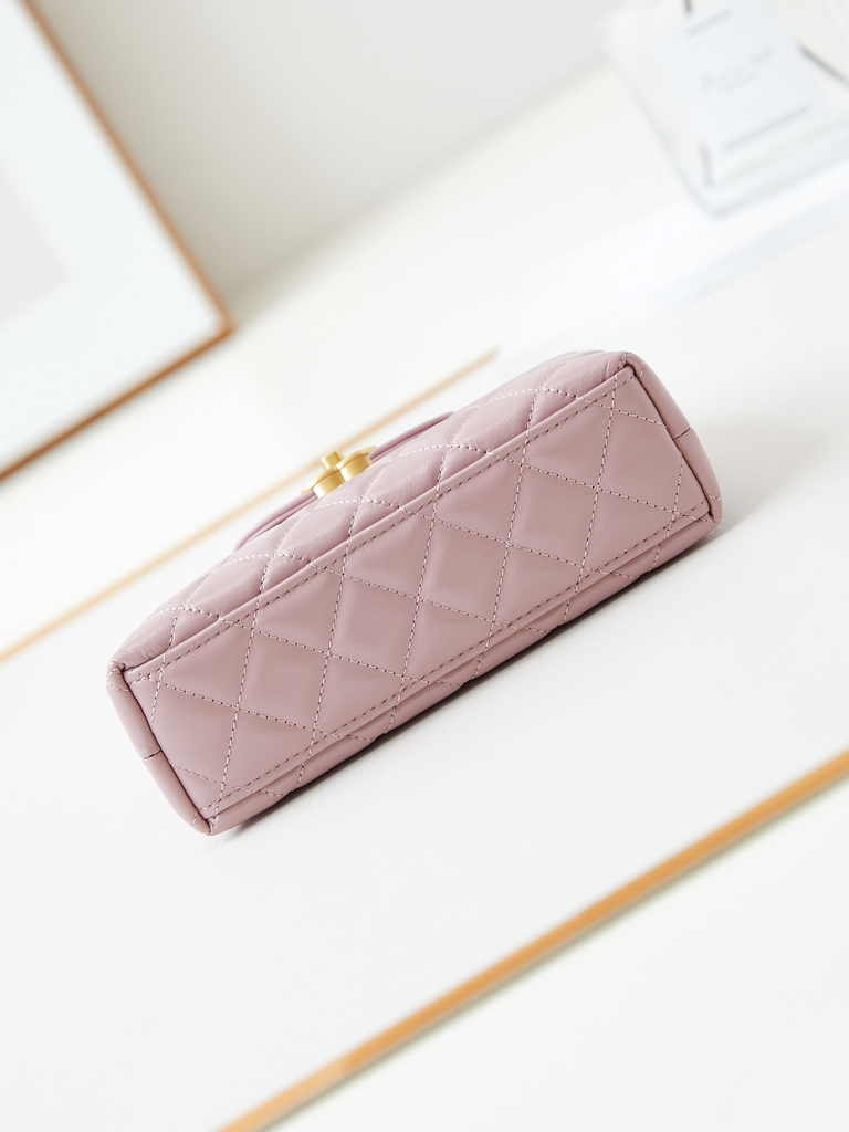 Chanel mini shopping bag, AS4416 light purple calfskin