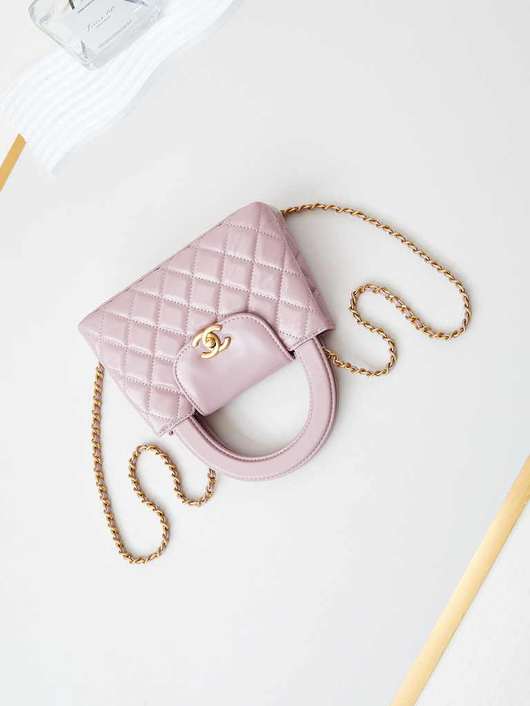 Chanel mini shopping bag, AS4416 light purple calfskin