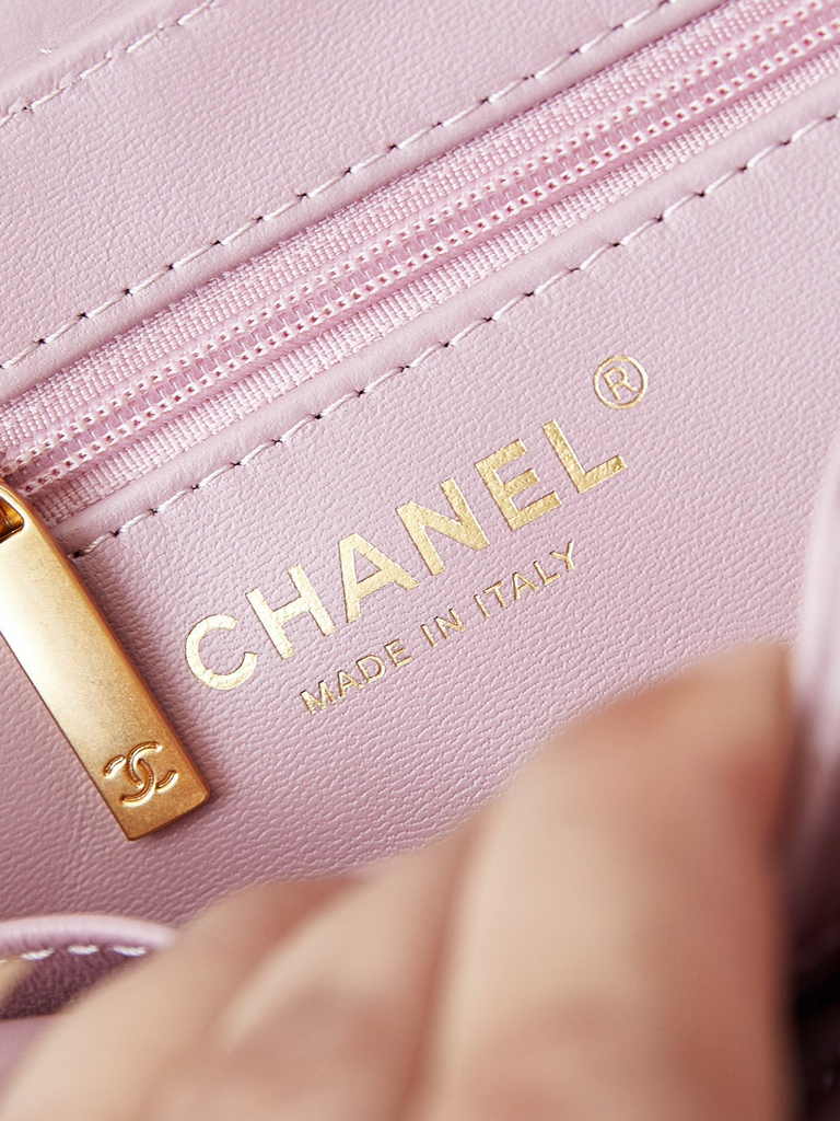 Chanel mini shopping bag, AS4416 light purple calfskin
