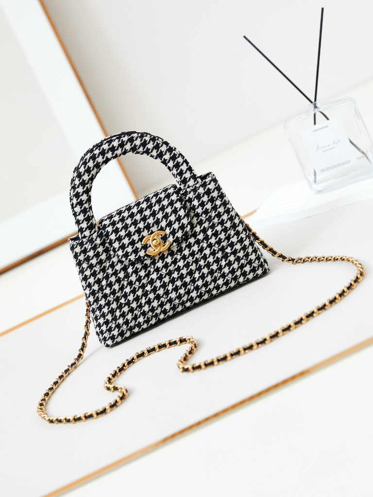 Chanel mini shopping bag, AS4416 cotton tweed