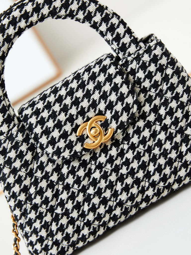 Chanel mini shopping bag, AS4416 cotton tweed