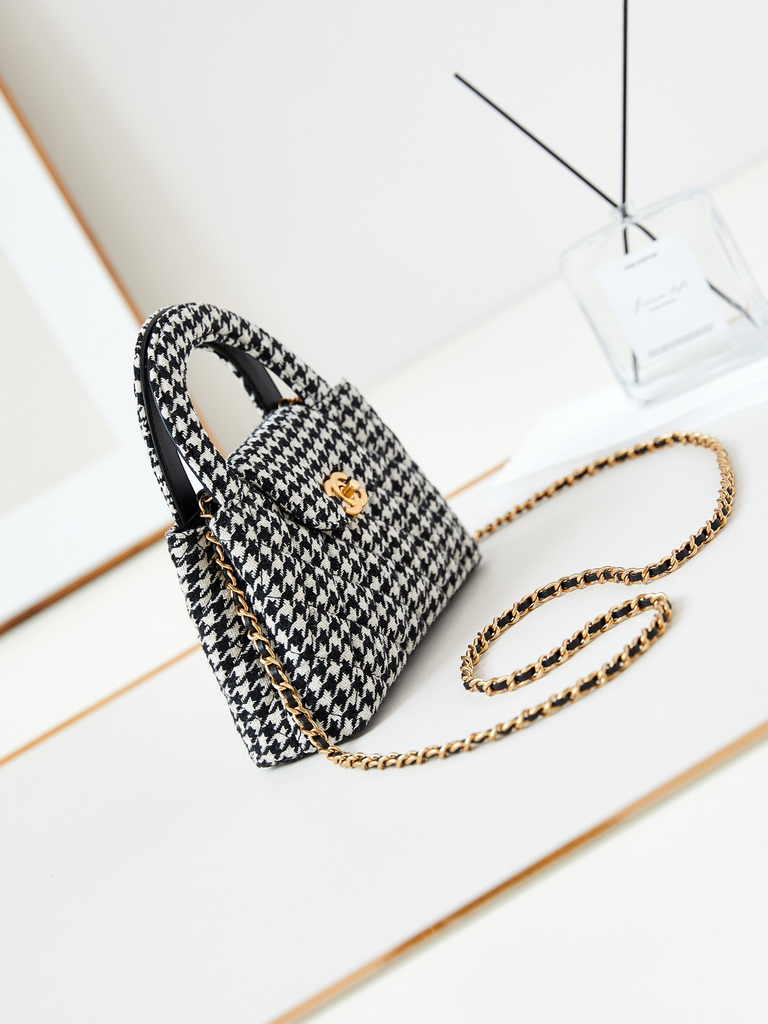 Chanel mini shopping bag, AS4416 cotton tweed