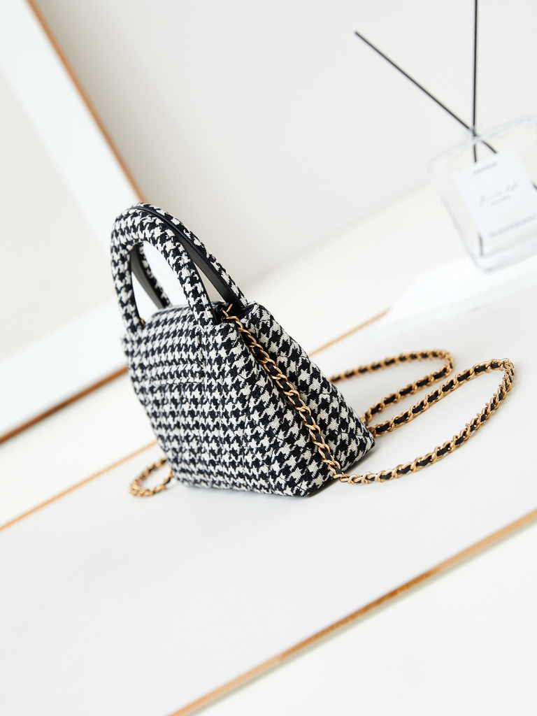 Chanel mini shopping bag, AS4416 cotton tweed