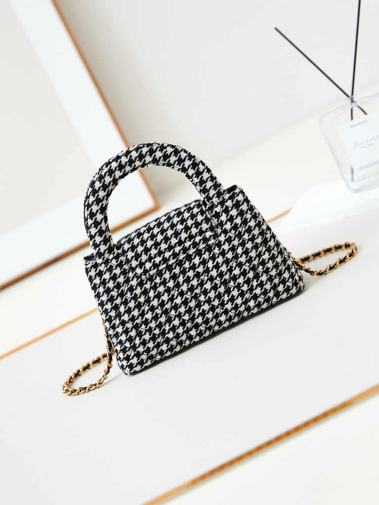 Chanel mini shopping bag, AS4416 cotton tweed