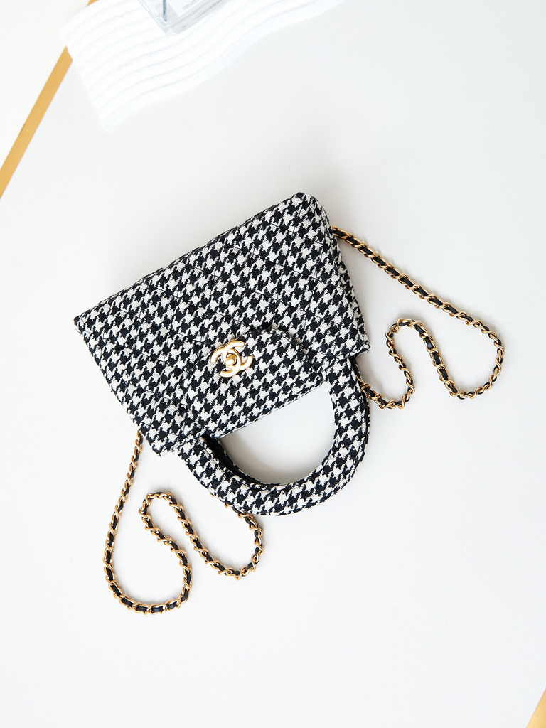 Chanel mini shopping bag, AS4416 cotton tweed