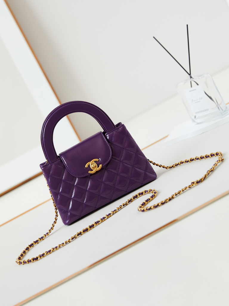 Chanel mini shopping bag, AS4416 purple calfskin