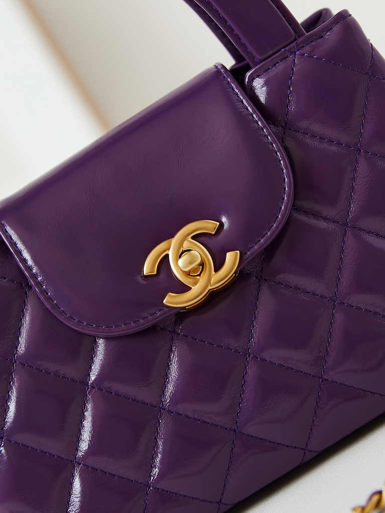 Chanel mini shopping bag, AS4416 purple calfskin
