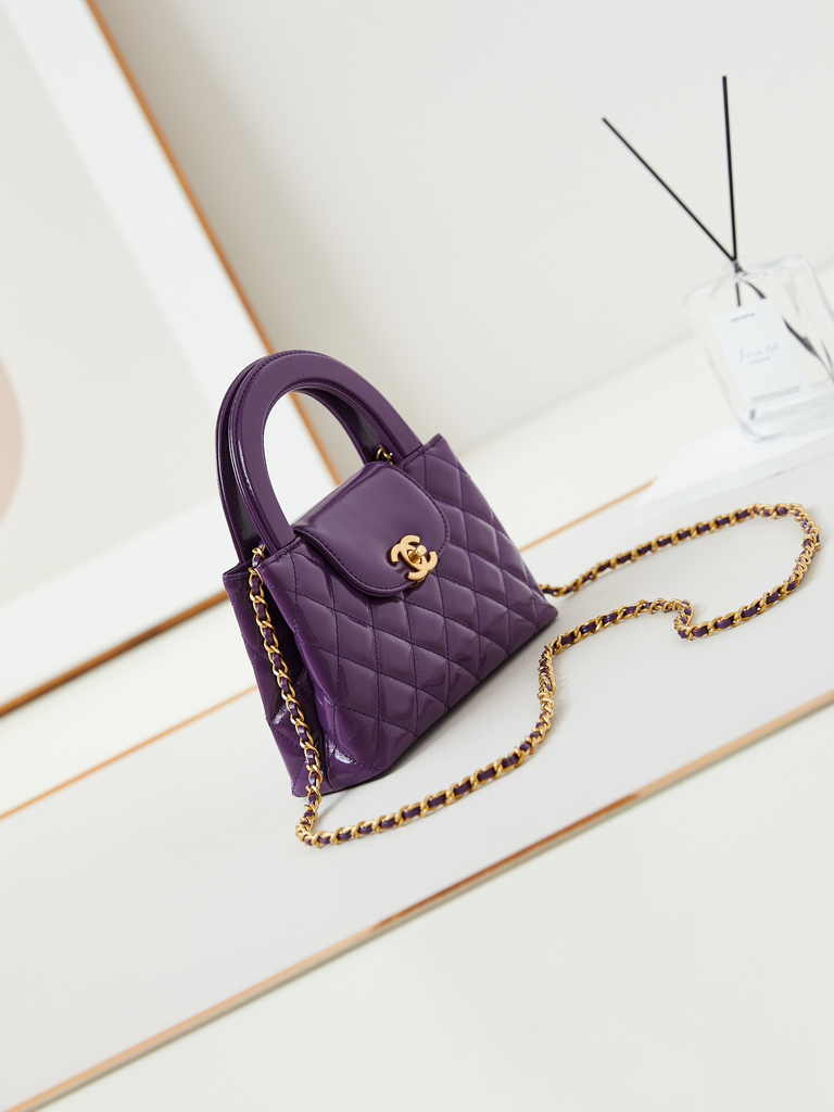 Chanel mini shopping bag, AS4416 purple calfskin