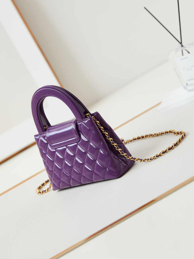 Chanel mini shopping bag, AS4416 purple calfskin