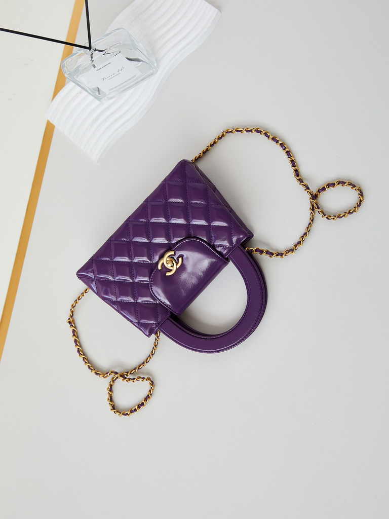 Chanel mini shopping bag, AS4416 purple calfskin