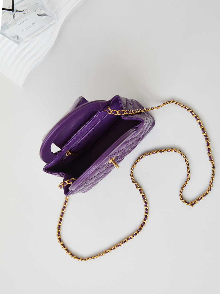 Chanel mini shopping bag, AS4416 purple calfskin
