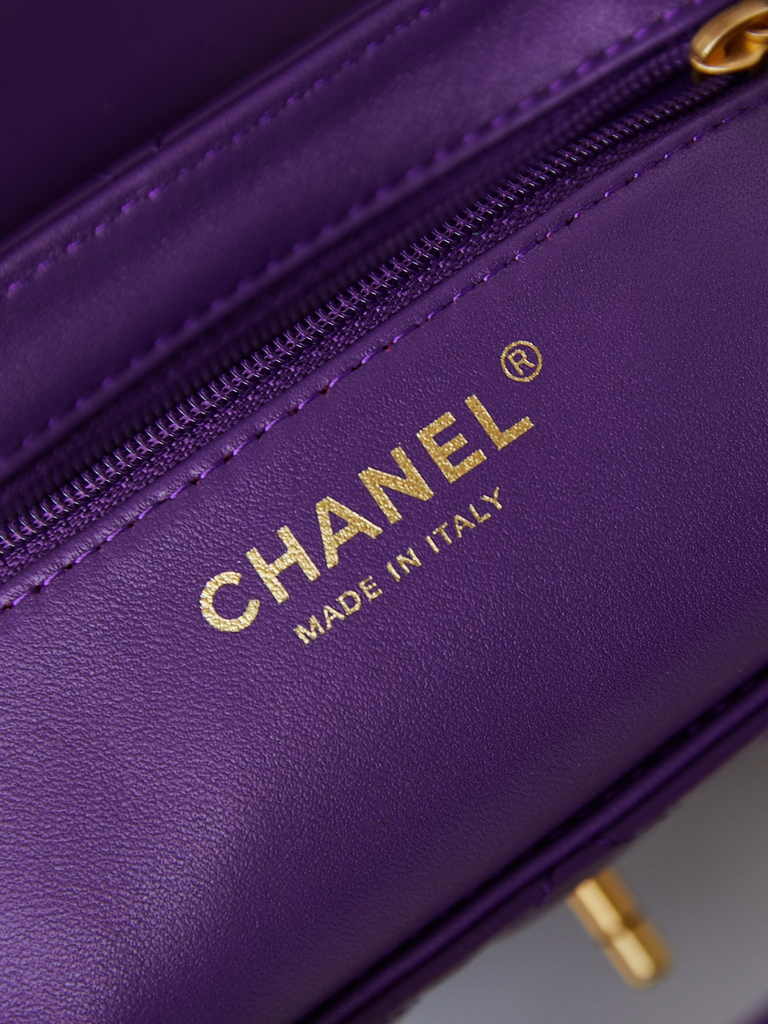 Chanel mini shopping bag, AS4416 purple calfskin