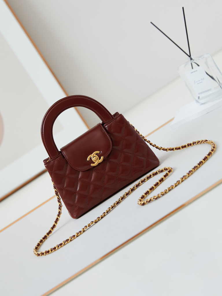 Chanel mini shopping bag, AS4416 wine red calfskin