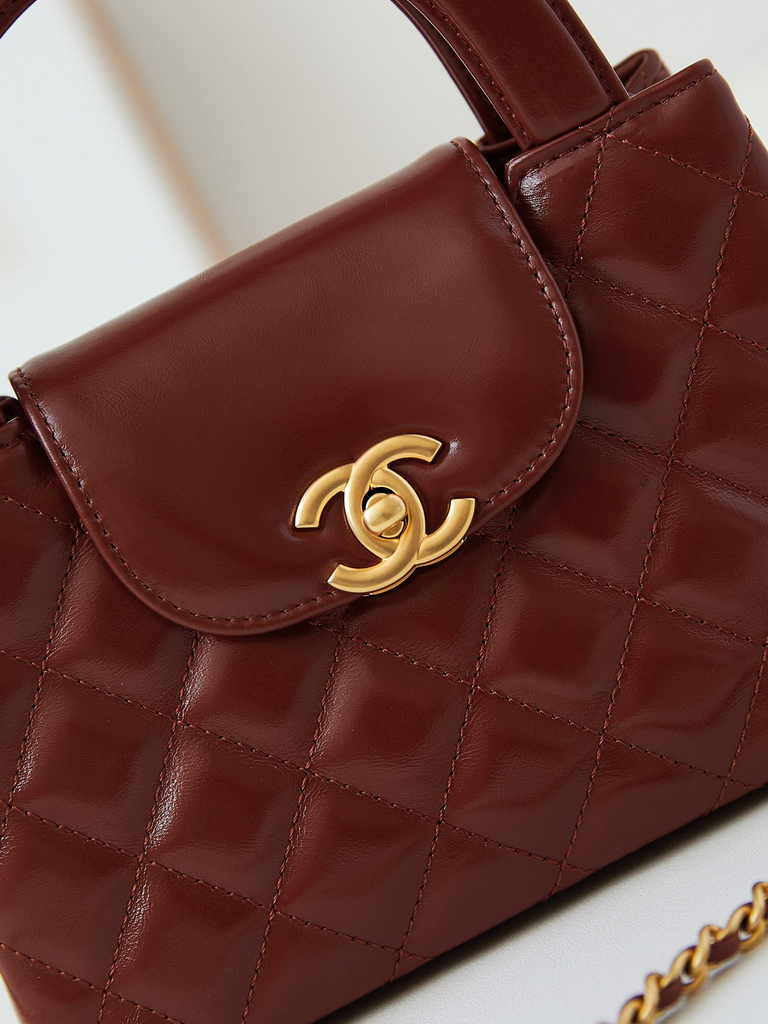 Chanel mini shopping bag, AS4416 wine red calfskin