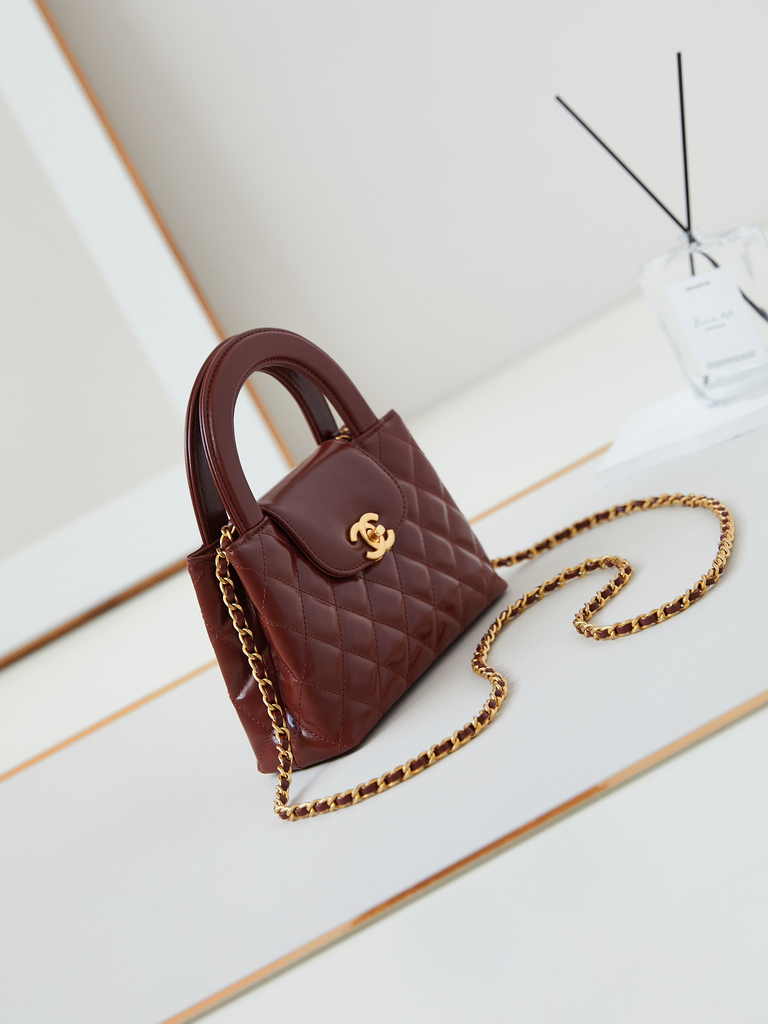 Chanel mini shopping bag, AS4416 wine red calfskin