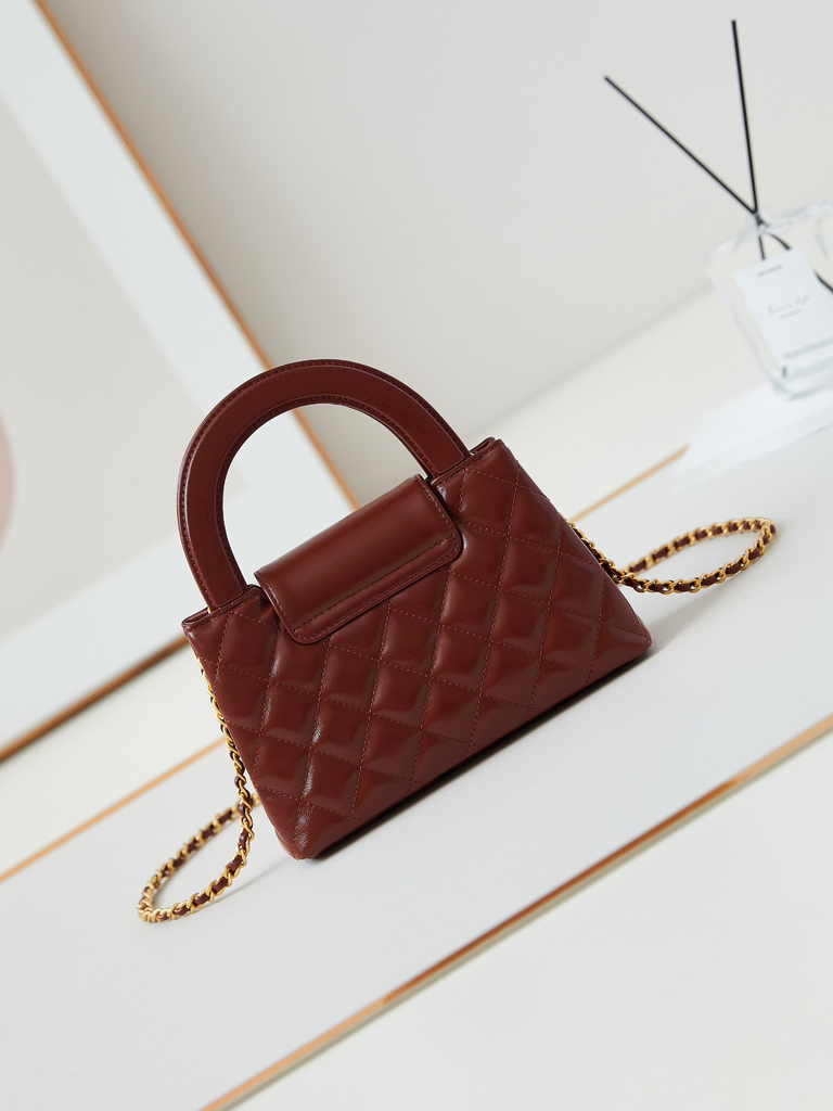Chanel mini shopping bag, AS4416 wine red calfskin