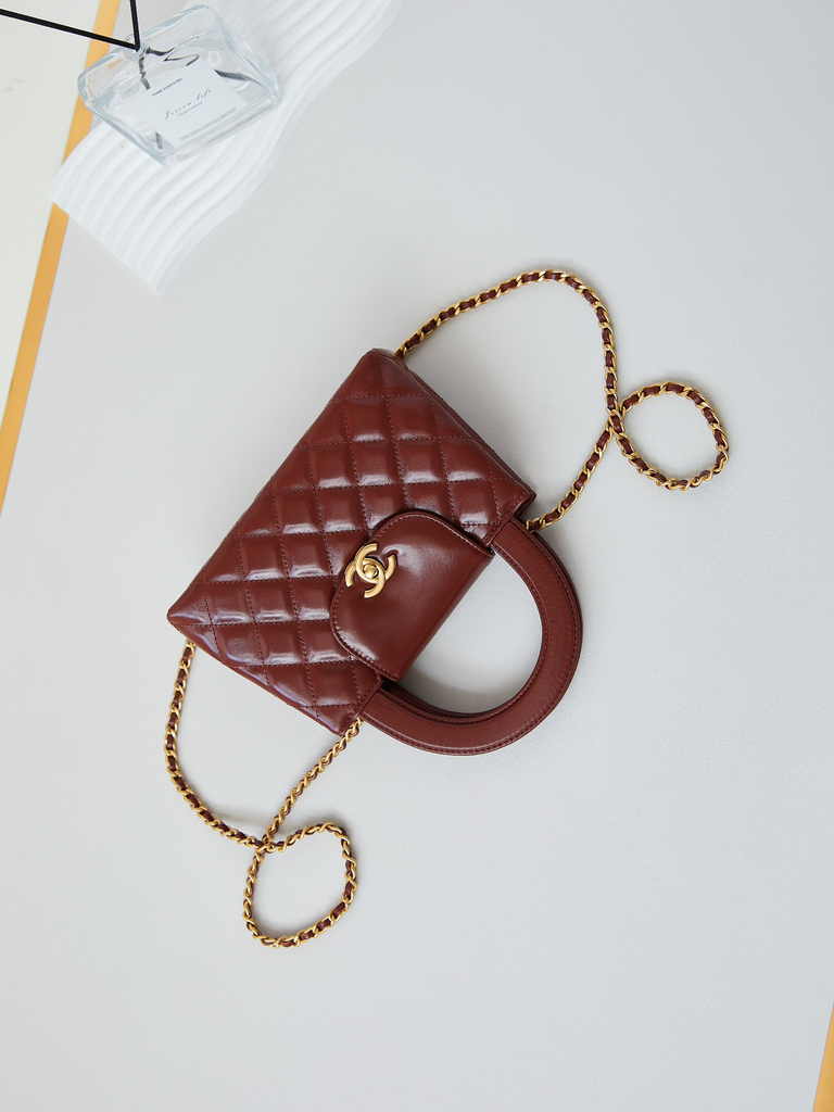 Chanel mini shopping bag, AS4416 wine red calfskin
