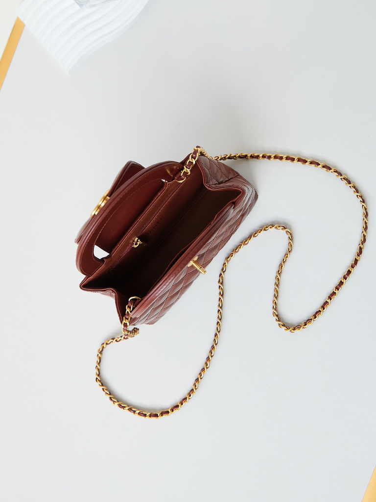 Chanel mini shopping bag, AS4416 wine red calfskin