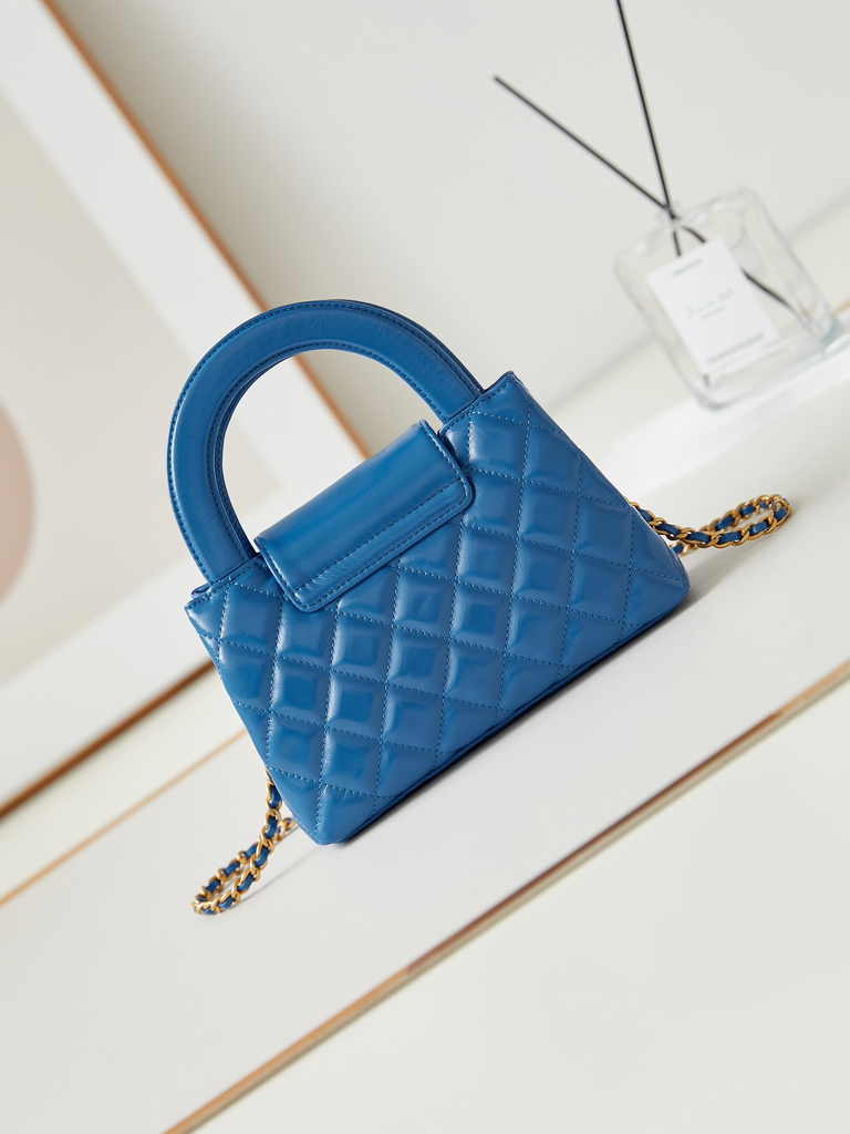 Chanel mini shopping bag, AS4416 blue calfskin