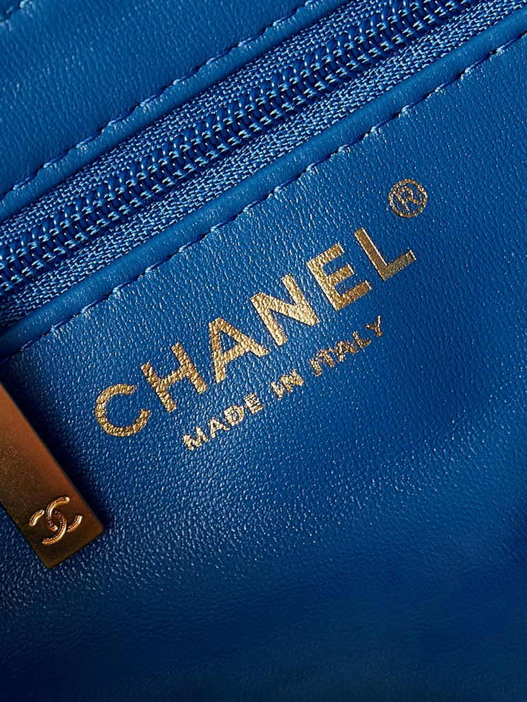 Chanel mini shopping bag, AS4416 blue calfskin