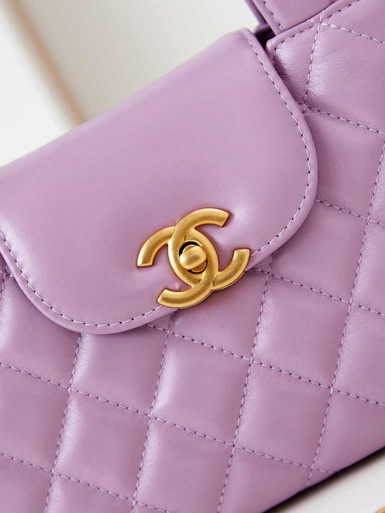Chanel mini shopping bag, AS4416 calfskin purple