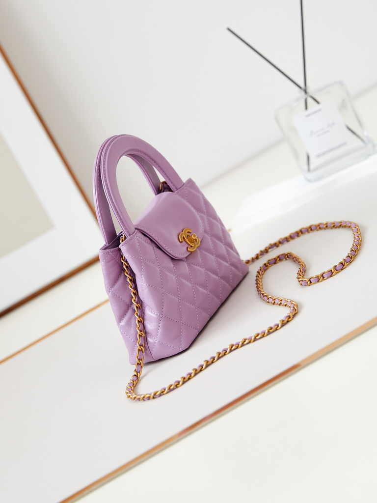 Chanel mini shopping bag, AS4416 calfskin purple