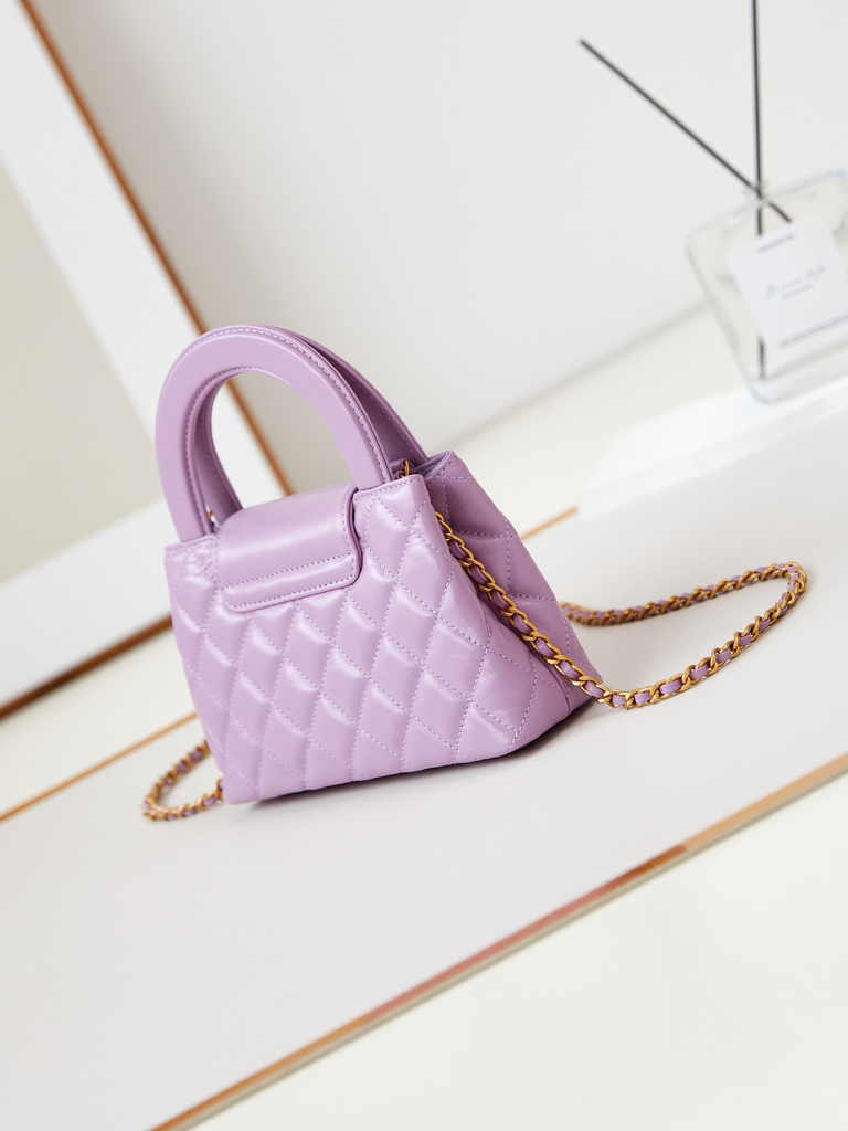 Chanel mini shopping bag, AS4416 calfskin purple