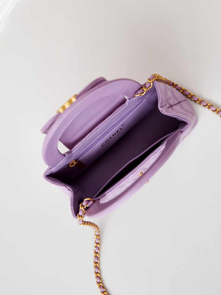 Chanel mini shopping bag, AS4416 calfskin purple