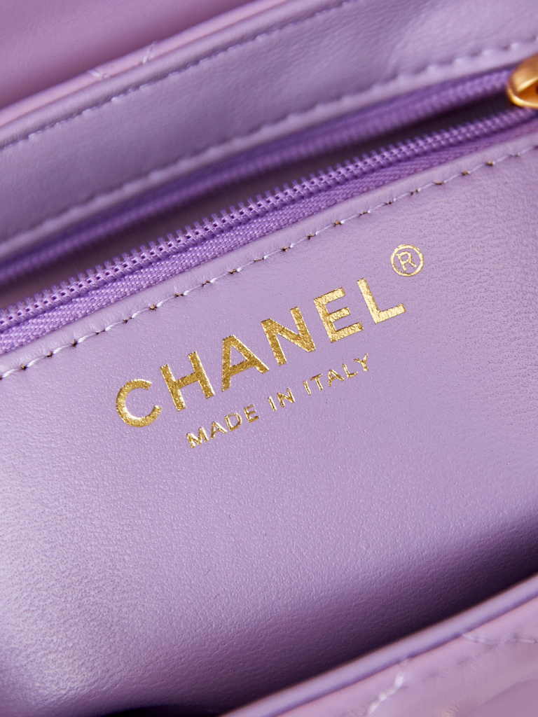 Chanel mini shopping bag, AS4416 calfskin purple