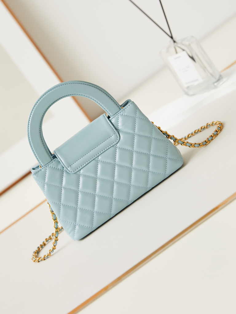 Chanel mini shopping bag, AS4416 light blue calfskin
