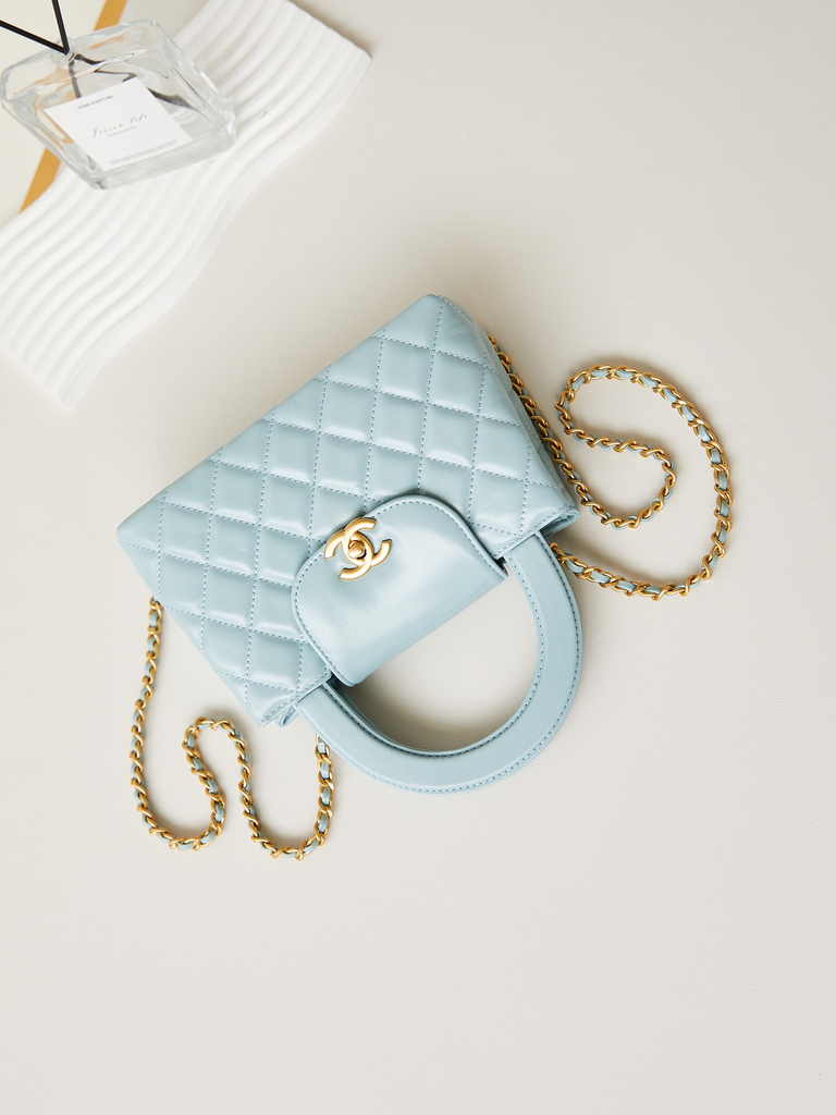 Chanel mini shopping bag, AS4416 light blue calfskin