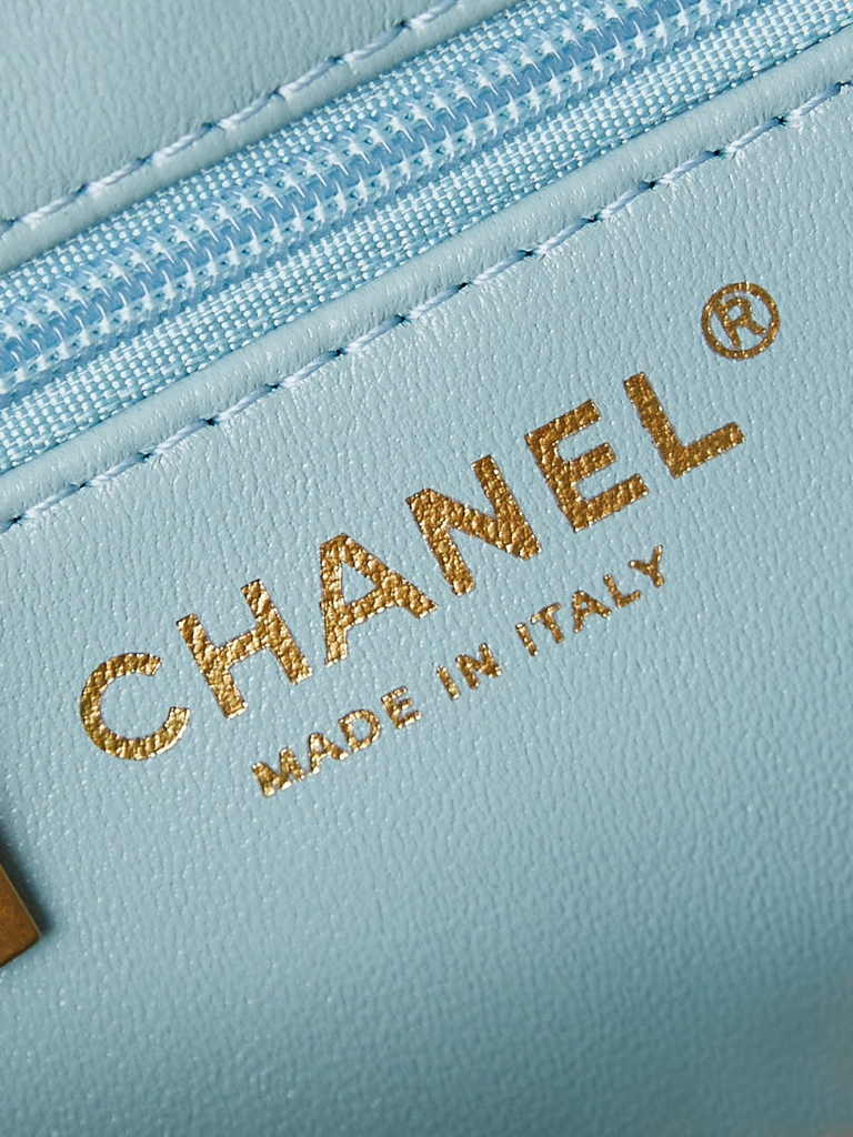 Chanel mini shopping bag, AS4416 light blue calfskin