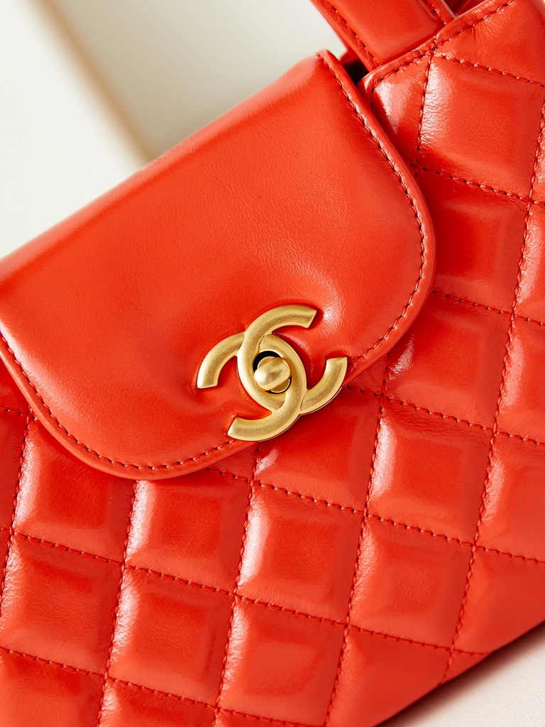 Chanel mini shopping bag, AS4416 orange calfskin