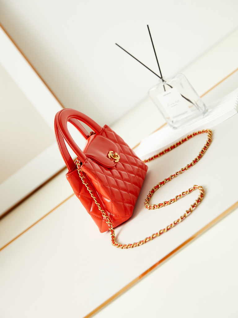 Chanel mini shopping bag, AS4416 orange calfskin