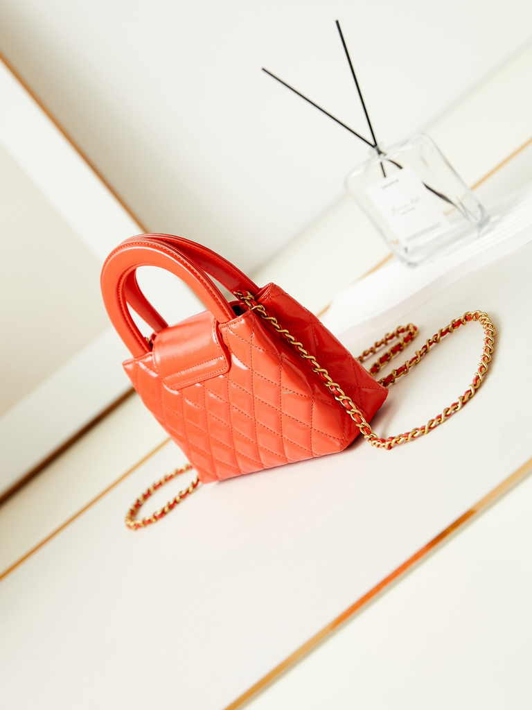 Chanel mini shopping bag, AS4416 orange calfskin