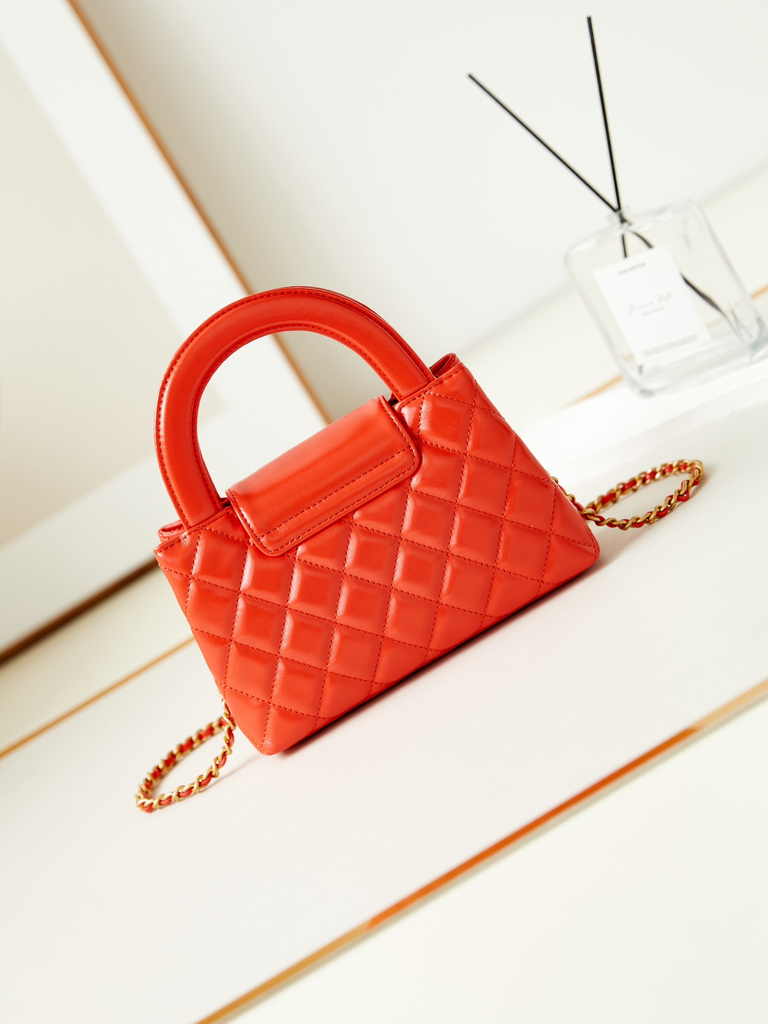 Chanel mini shopping bag, AS4416 orange calfskin