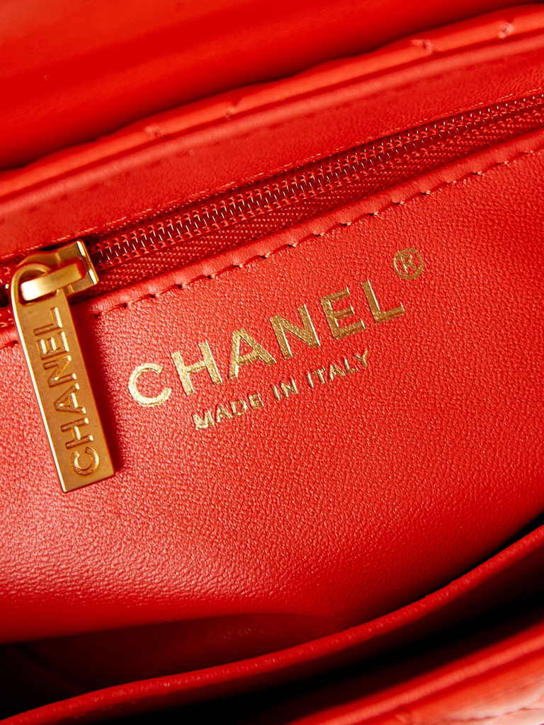 Chanel mini shopping bag, AS4416 orange calfskin