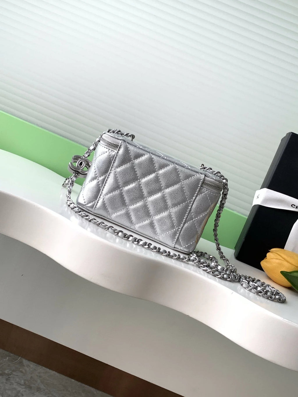 Chanel Vanity Case, AP3940 Calfskin Silver