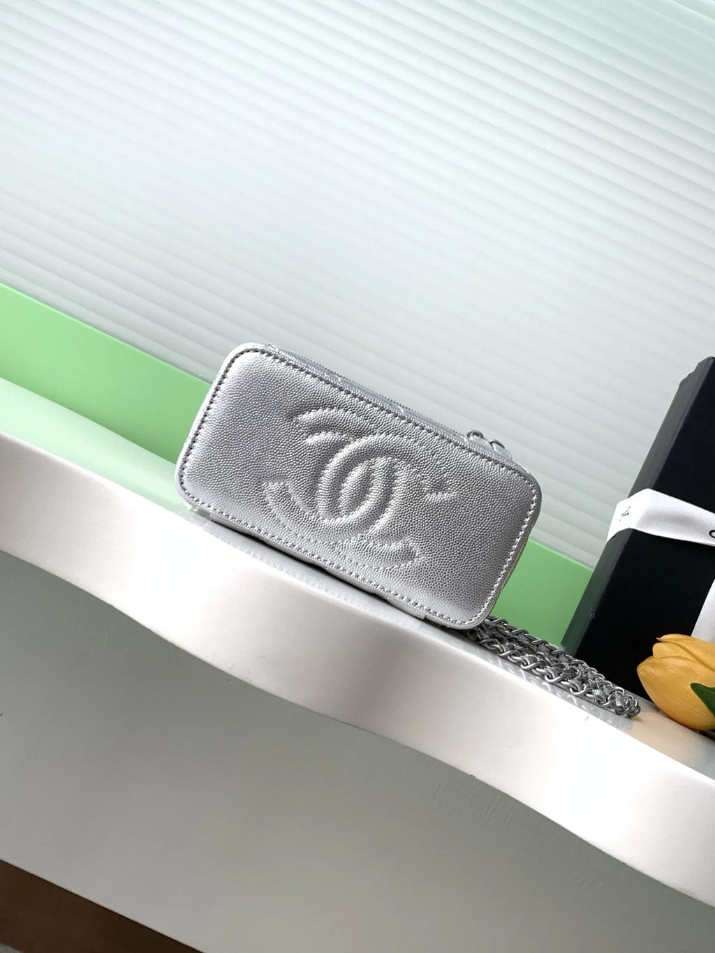 Chanel Vanity Case, AP3940 Calfskin Silver