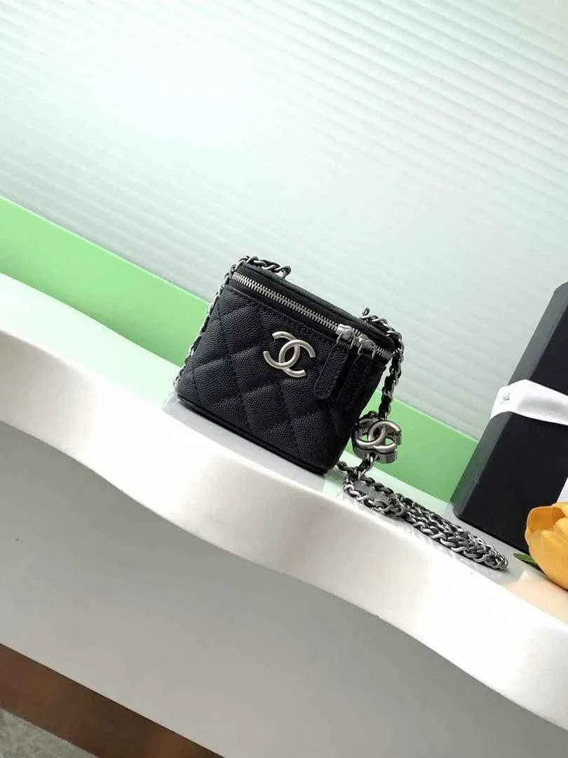 Chanel Mini Vanity Case, AP3941 Calfskin Silver