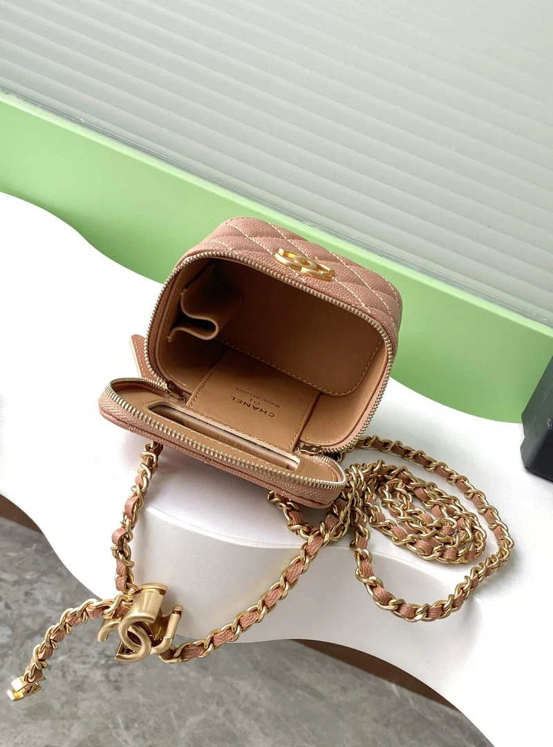 Chanel Mini Vanity Case, AP3941 Calfskin Gold